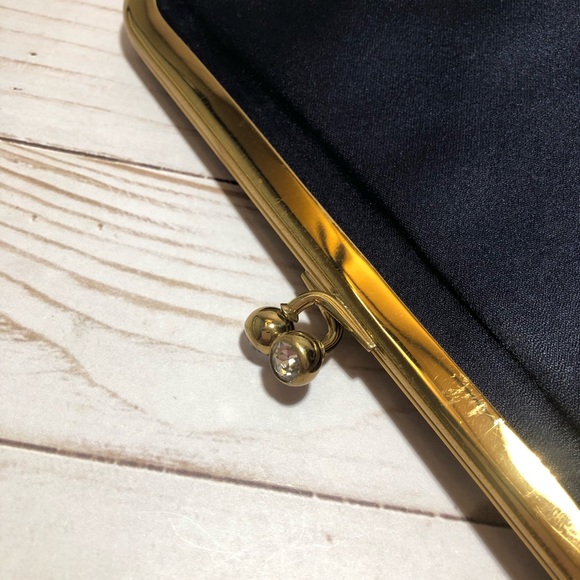 Vintage Koret Navy Blue Evening Kisslock Clutch - Picture 6 of 13